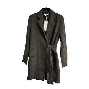 Thakoon NWT Womens XS Black Grey Herringbone Wrap Tie Jacket Long Sleeve ITALY